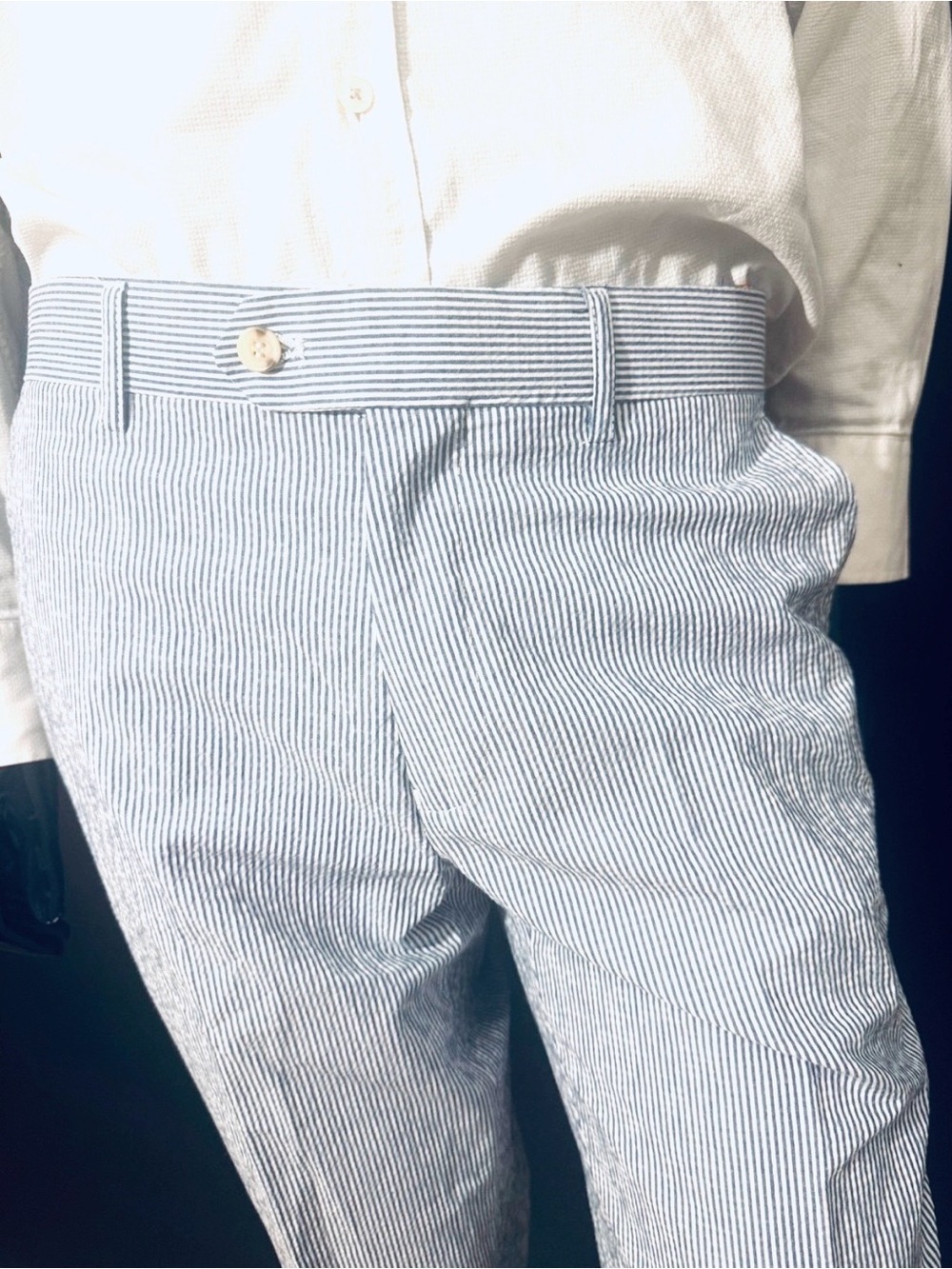 Blue White Seersucker Two-Button Suit - Picture 7 of 7